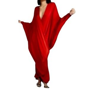 Andrea Iyamah Tibara Crafting Long Red Dress Size O/S  Lightweight Flowing Dress
